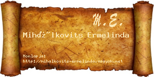 Mihálkovits Ermelinda névjegykártya